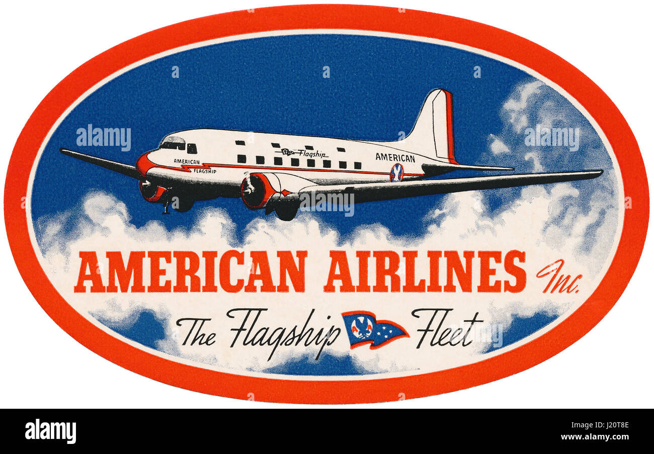 Vintage American Airlines Gepäck Label. Stockfoto