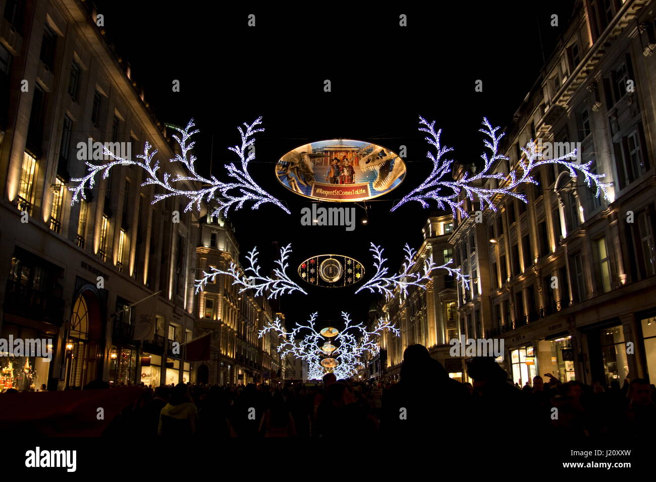 Regent Weihnachtsbeleuchtung St 2014 London Stockfoto