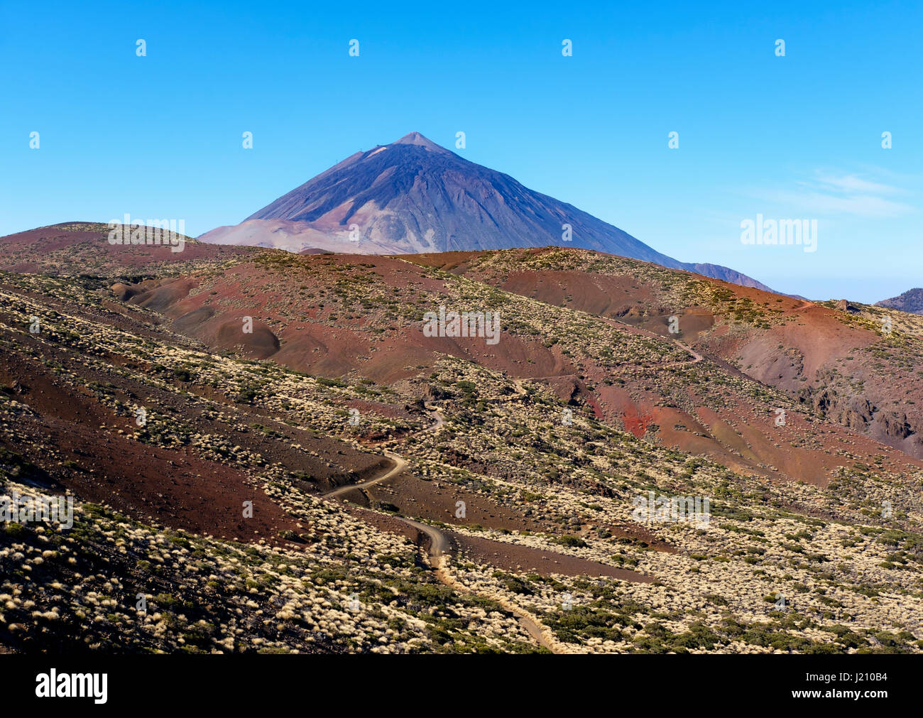 Pico del Teide, gesehen...gabs Vom Osten, Teide-Nationalpark Parque Nacional de Las Cañadas del Teide, Teneriffa, Kanarische Inseln, Spanien Stockfoto
