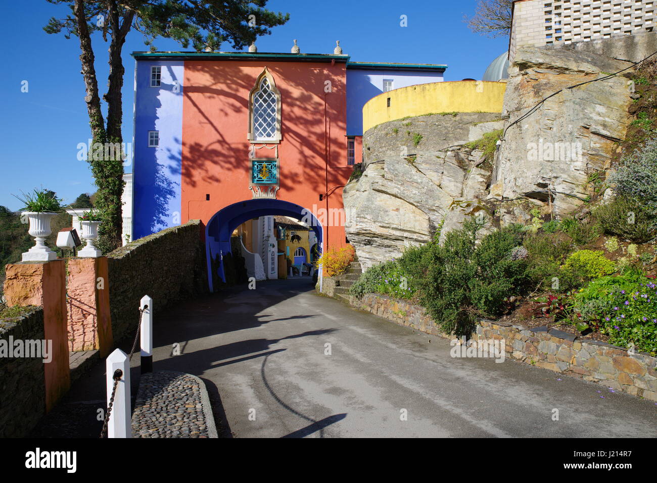Nr. 6, Gefangener, Übereinkommen, Portmeirion, Nordwales, Vereinigtes Königreich. Stockfoto