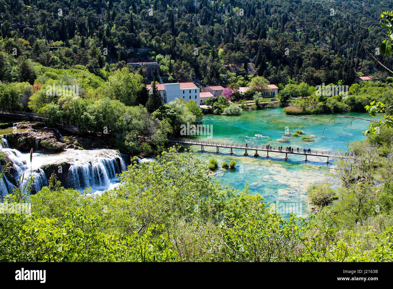 Schöne Wasserfälle im Nationalpark Krka Kroatien Stockfoto