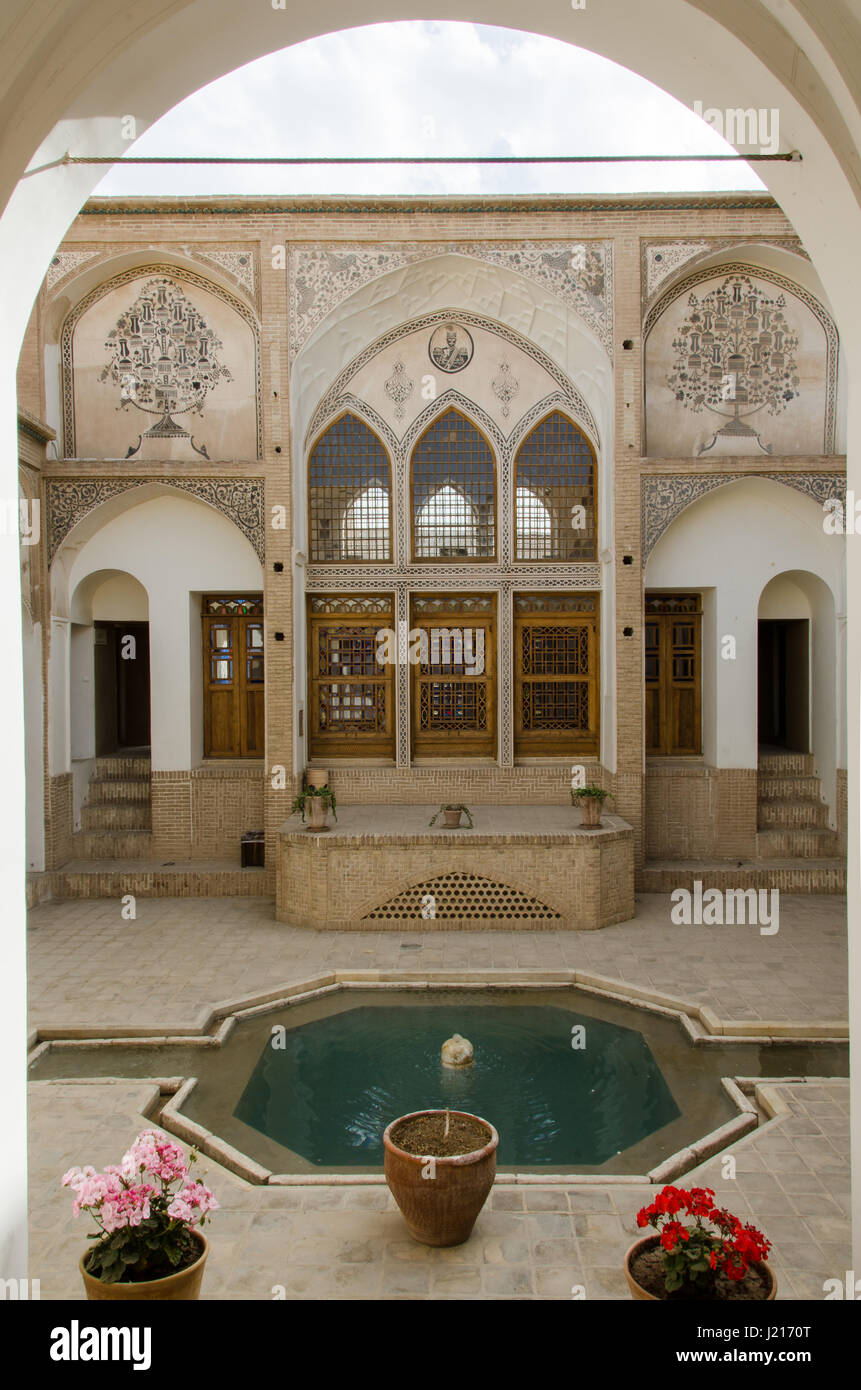 Ameri traditionelle persische Haus (Saraye Ameriha Hotel), erbaut während der Zand-Ära in der Mitte des 19. Jahrhunderts von Agha Ameri Gouverneur von Kashan Stockfoto