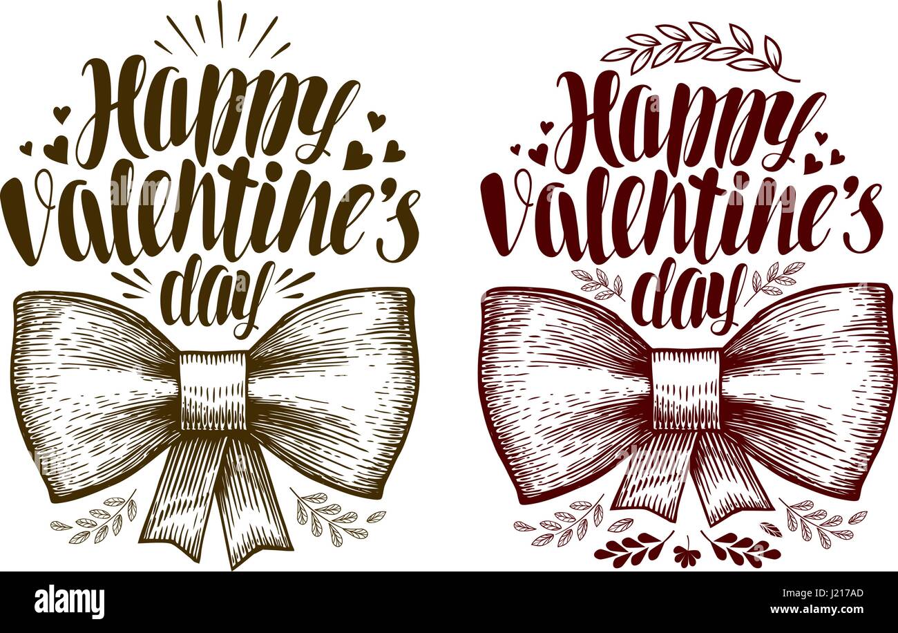 Happy Valentinstag, Grußkarte. Urlaub-Label oder ein Symbol. Schriftzüge, Kalligraphie Vektor-illustration Stock Vektor