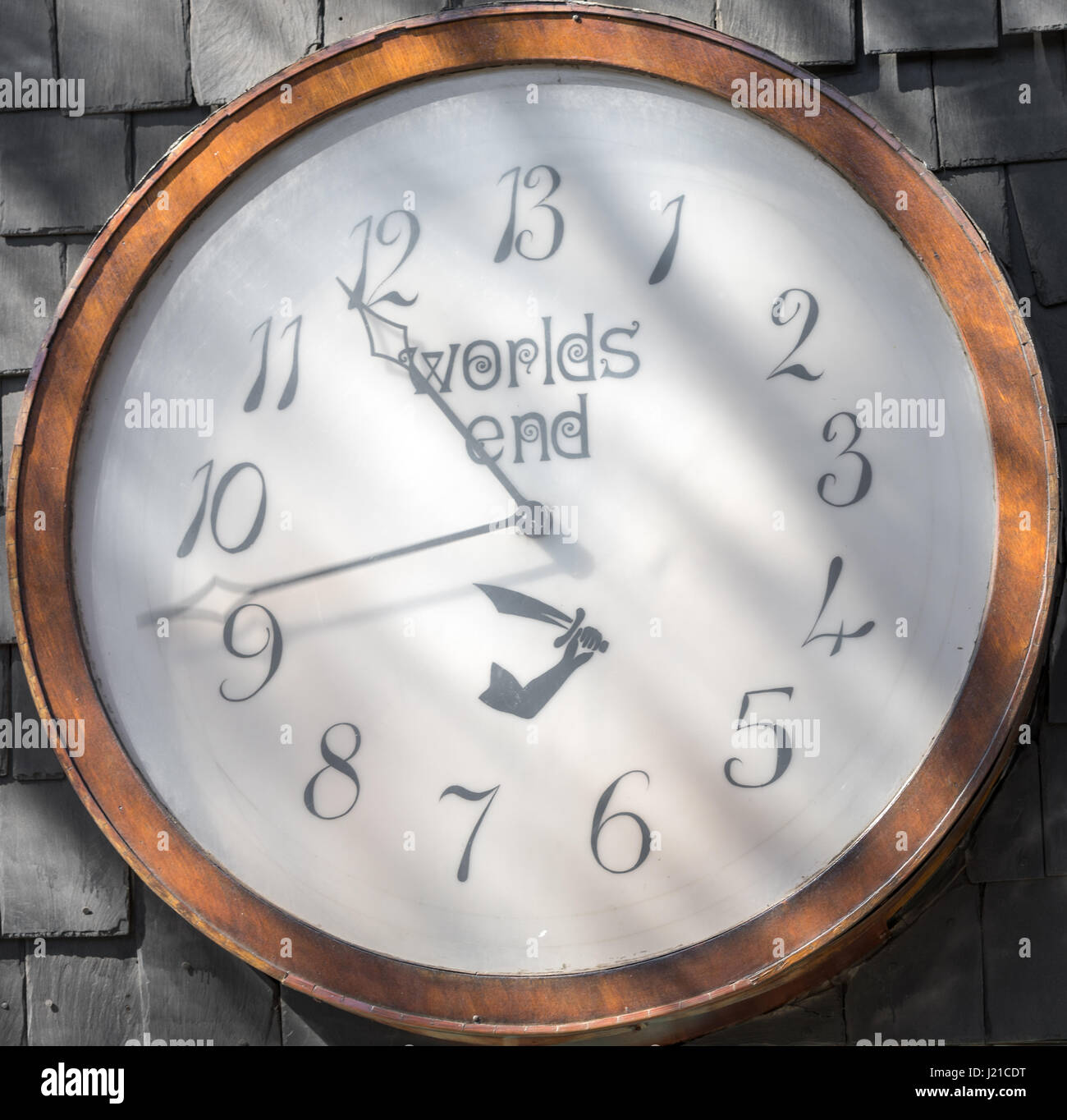 Worlds End Uhr in Central London, Worlds End, London, England, Großbritannien Stockfoto