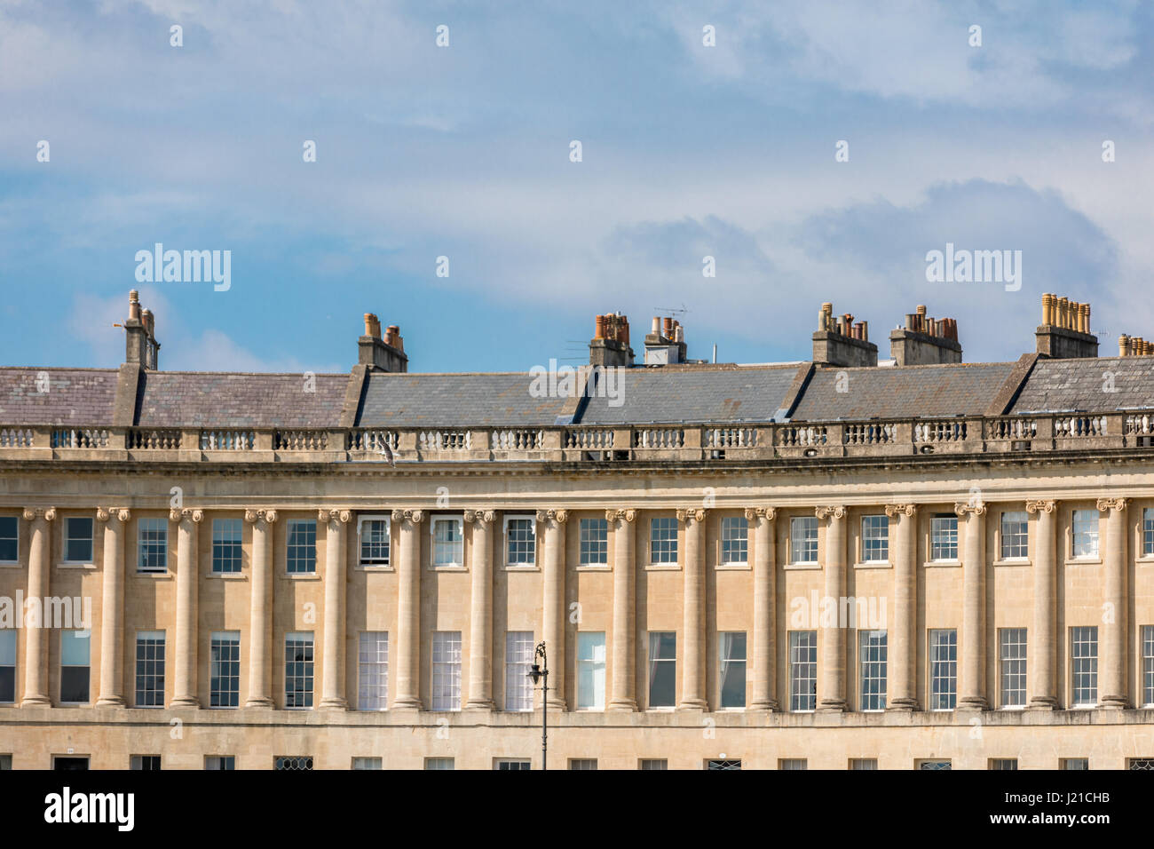 Die detaillierte Darstellung der Royal Crescent in der Stadt Bath, England, Grossbritannien Stockfoto