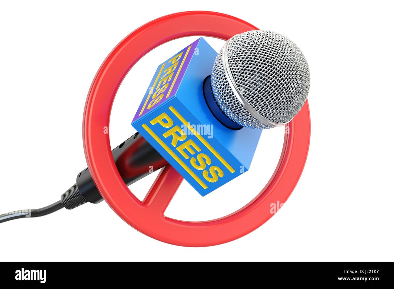 Presse-Verbot-Konzept. Mikrofon mit verbotenen Symbol, 3D-Rendering  isolierten auf weißen Hintergrund Stockfotografie - Alamy
