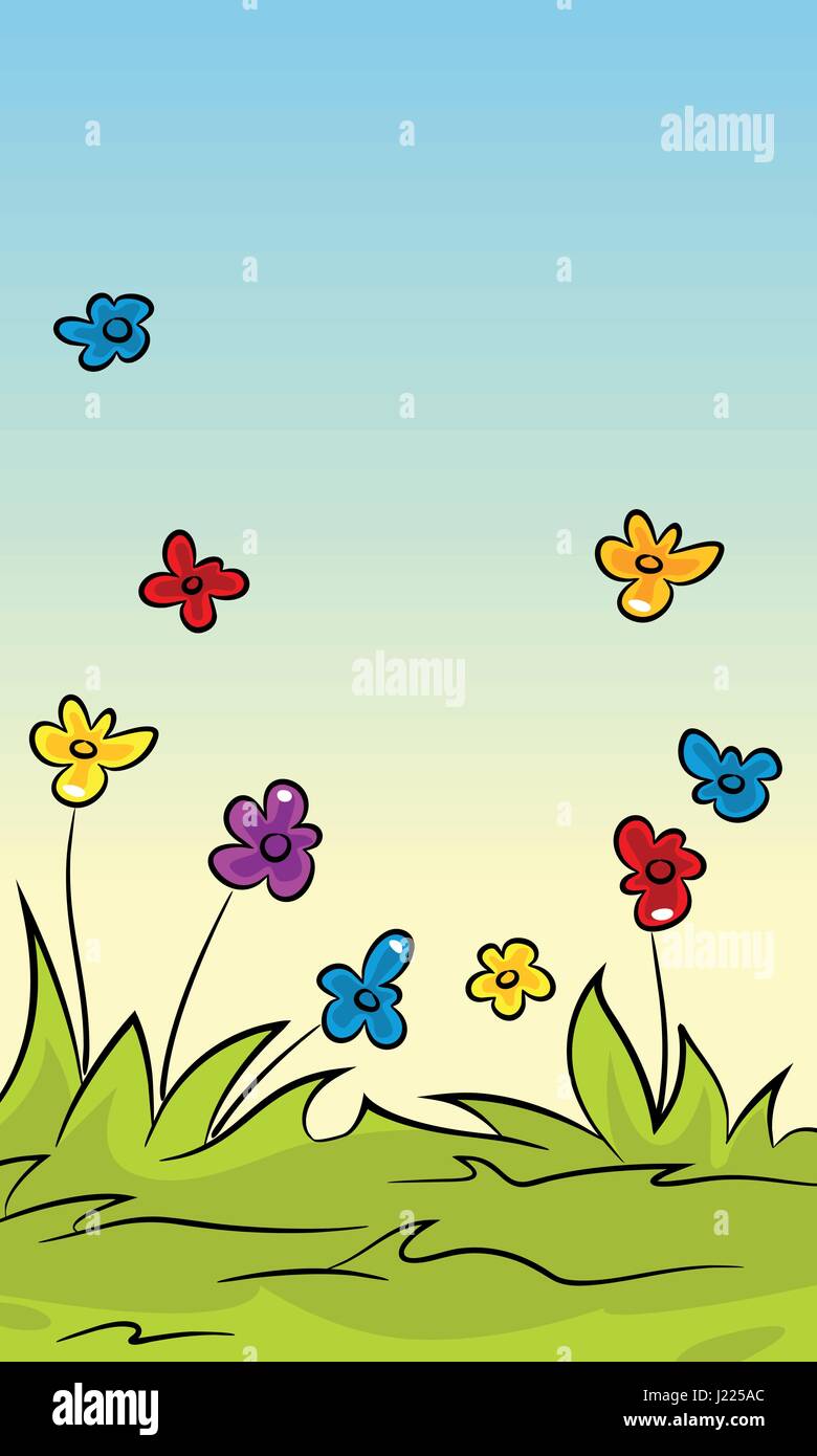 Vertikale Cartoon Natur Hintergrund für Handy-Bildschirm Stock Vektor