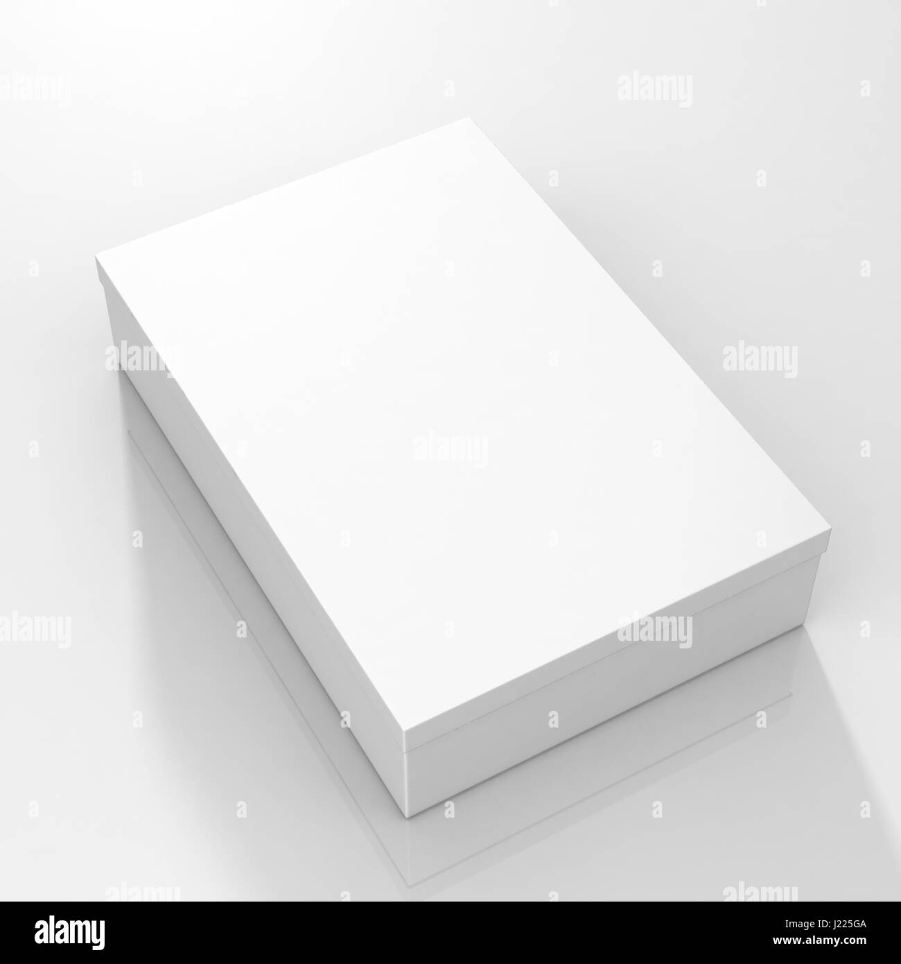 Weiße leere Pappschachtel für Schuhe und Tücher auf isolierten weißen Hintergrund, bereit, für Sie-Vorlage Design Stockfoto