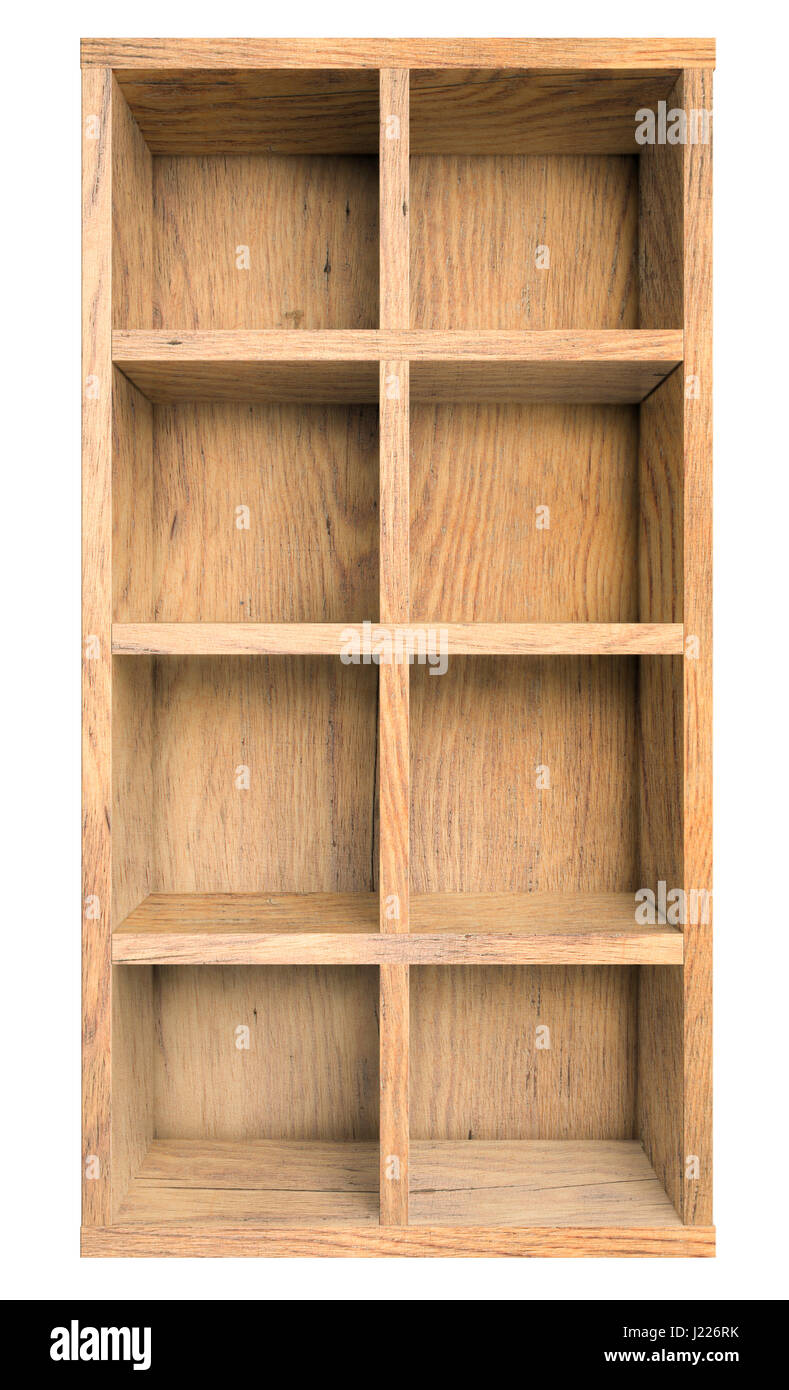 Leere alte Holzkiste oder Rack isoliert 3D-Illustration Stockfoto