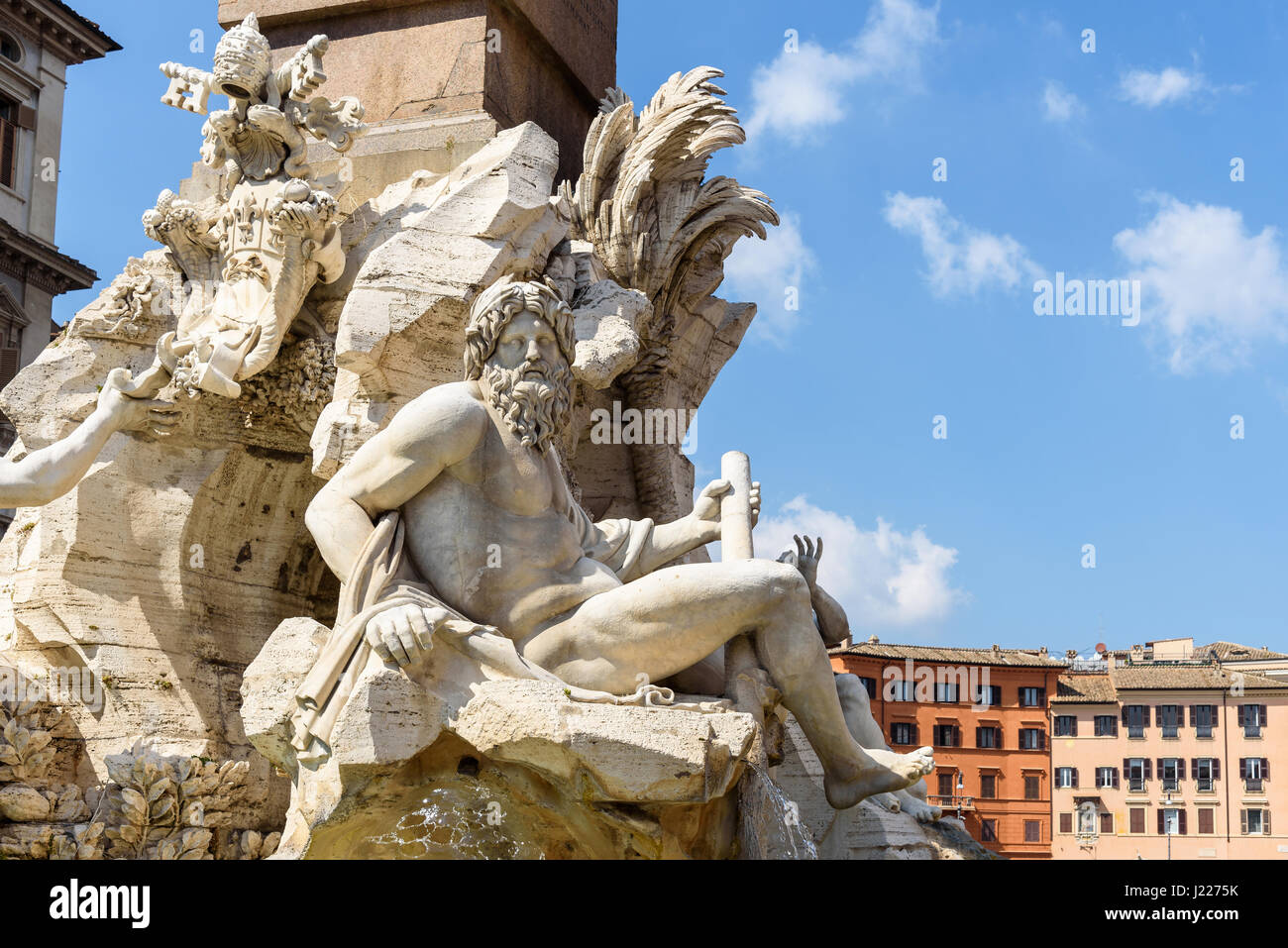 Fontana dei Quattro Fiumi (Brunnen der vier Flüsse), Piazza Navona, Rom, Italien Stockfoto