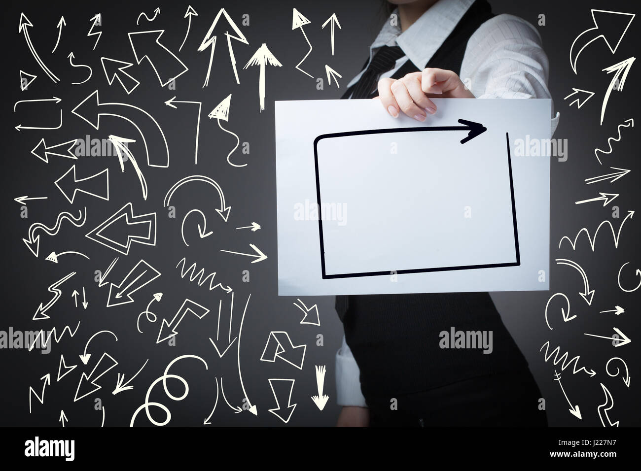 Weibliche Hände zeigen das Konzept des marketing Stockfoto