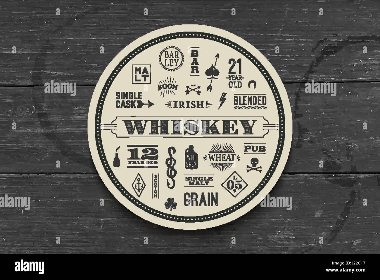 Untersetzer für Whisky und Spirituosen Stock Vektor