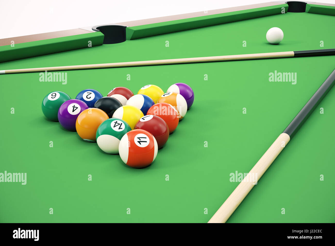 3D Abbildung American Pool-Billard-Kugeln-Hintergrund. Amerikanisches  Billard. Close-up-Billard-Kugeln. Bar-Spiel. Billard-Tischspiel  Stockfotografie - Alamy