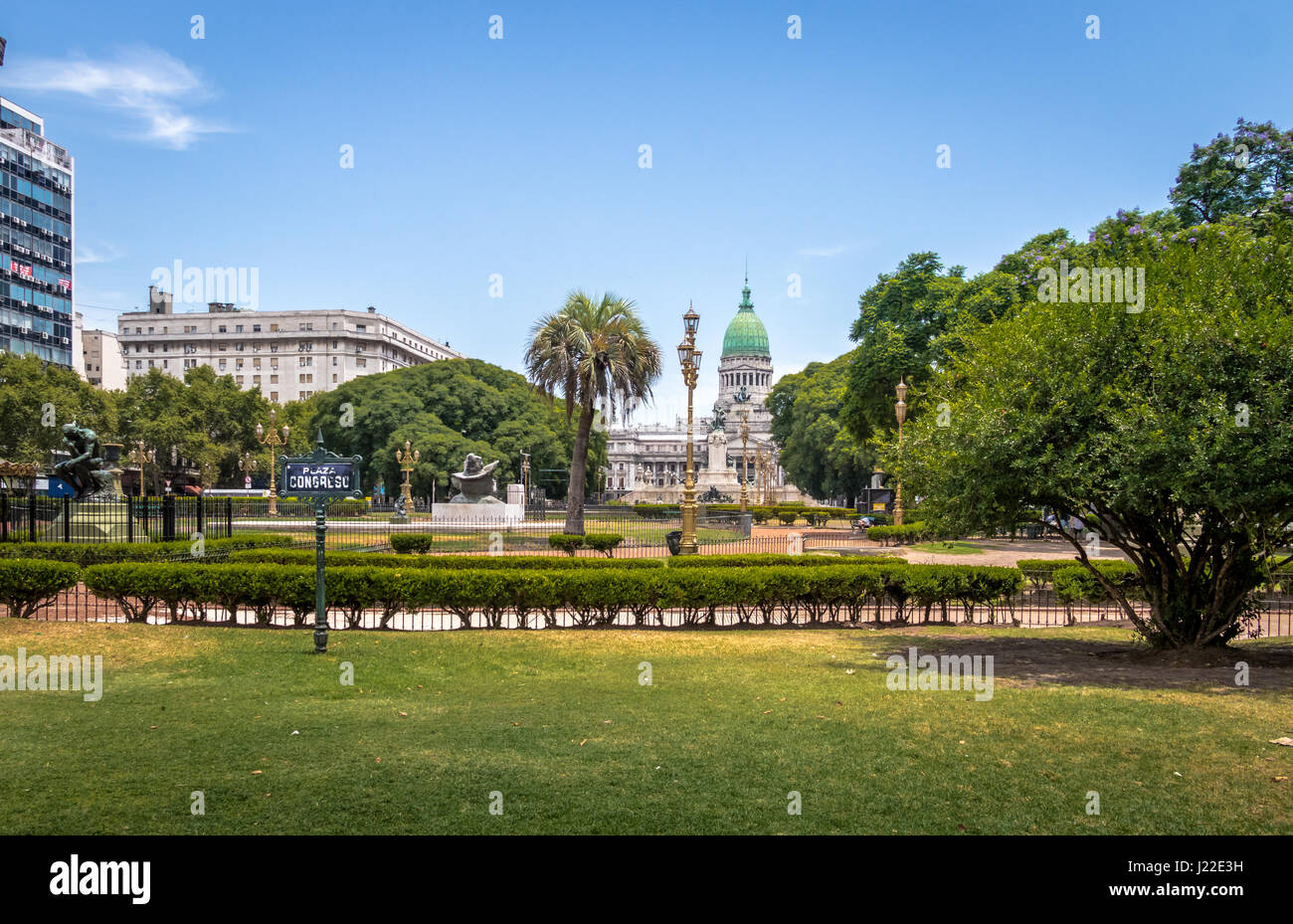 Plaza Congreso und National Congress - Buenos Aires, Argentinien Stockfoto