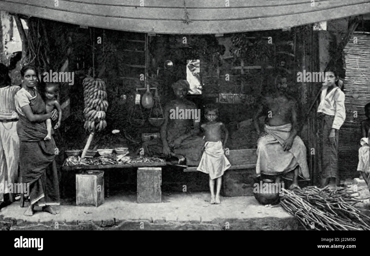 Native Bereitstellung Shop in Ceylon, um 1900 Stockfoto