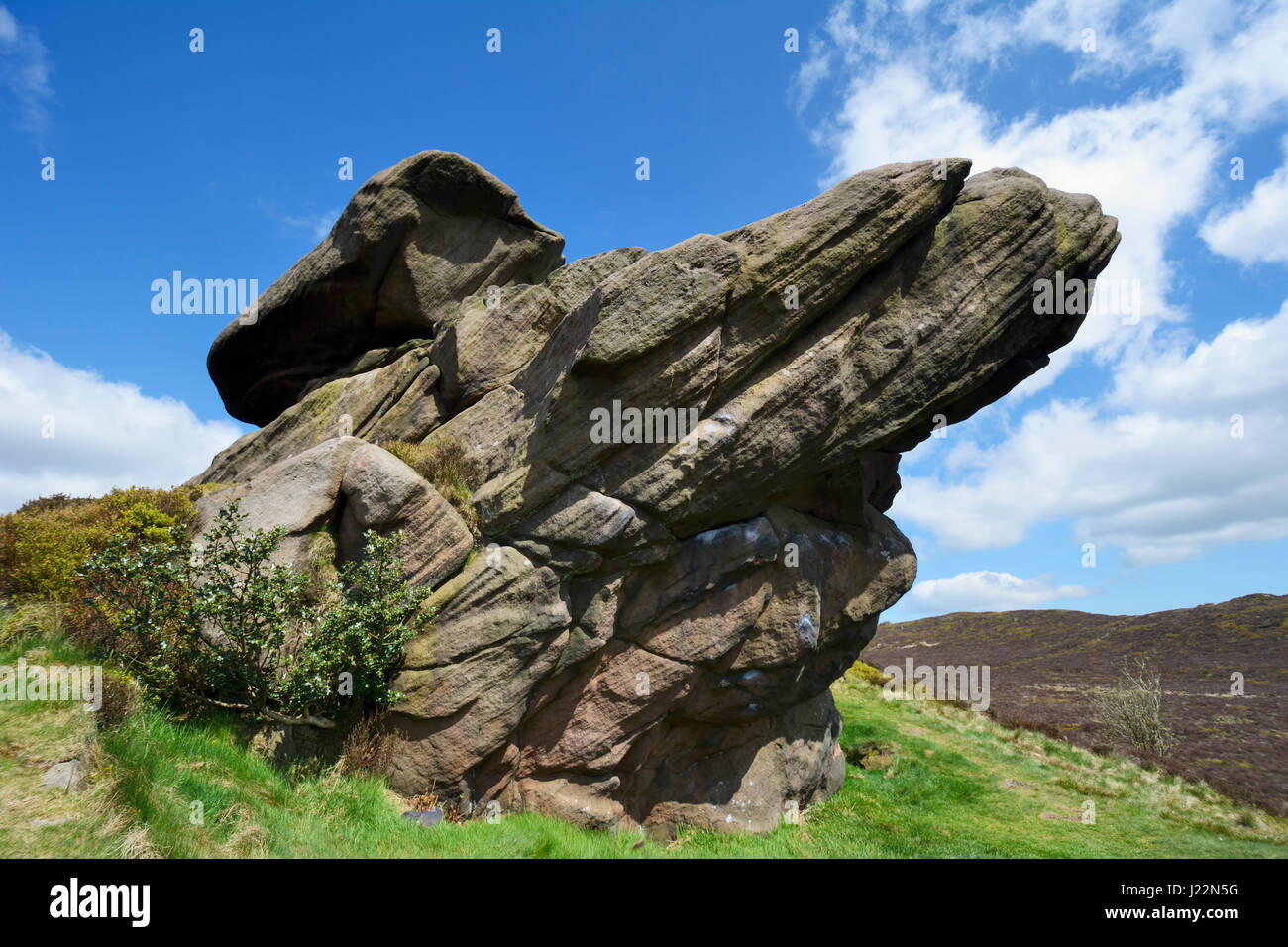 Glatze Steinen, sedimentär Gritstone in Staffordshire. Stockfoto