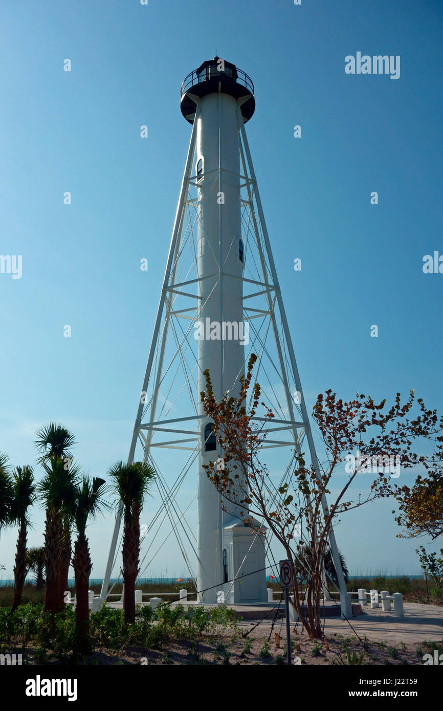 Die restaurierten Gasparilla Island hintere Reihe Leuchtturm oder Boca Grand Leuchtturm im Jahr 2017 nach Restaurierung Stockfoto