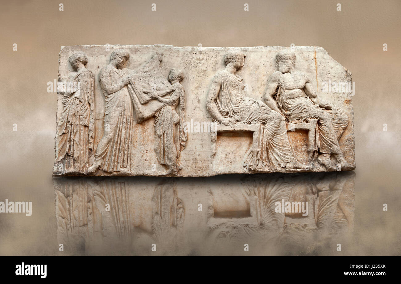 Marmor Relief-Skulpturen aus dem Osten Fries um den Parthenon. Auch bekannt als die Elgin Marbles. British Museum Stockfoto