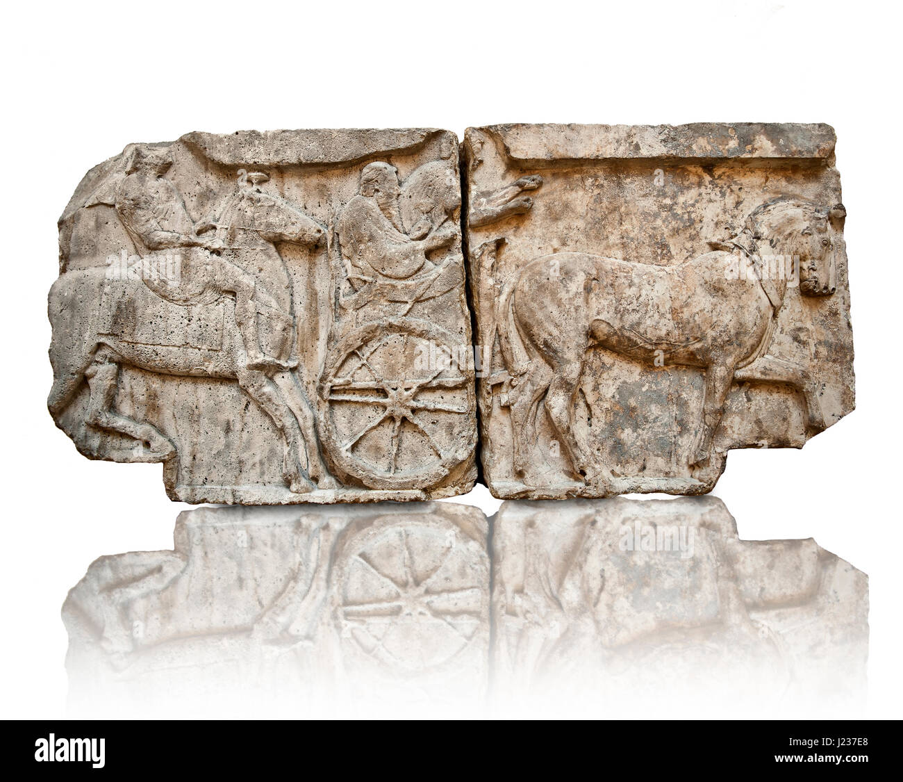 Prozession der Chariot & Reiter frieren aus dem Heros Heiligtum der Akropolis von Xanthos, gedacht, um die Schreine der legendären Krieger der tro Stockfoto