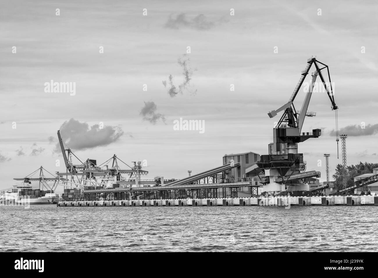 Containerumschlag im Hafen. Stockfoto