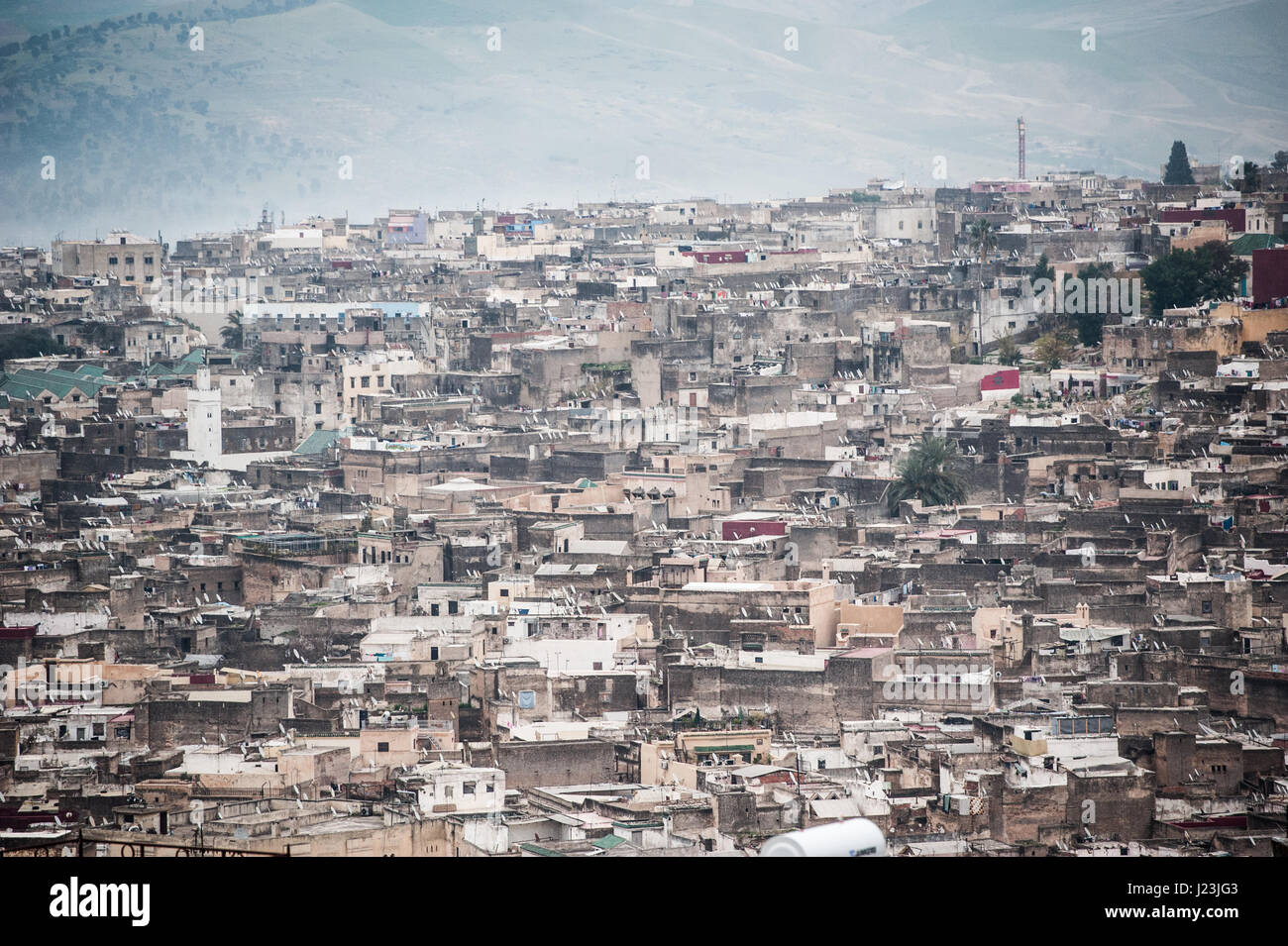 Nordafrika, Marokko, Dächer von Fes el-Bali, Fez, Marokko. Stockfoto