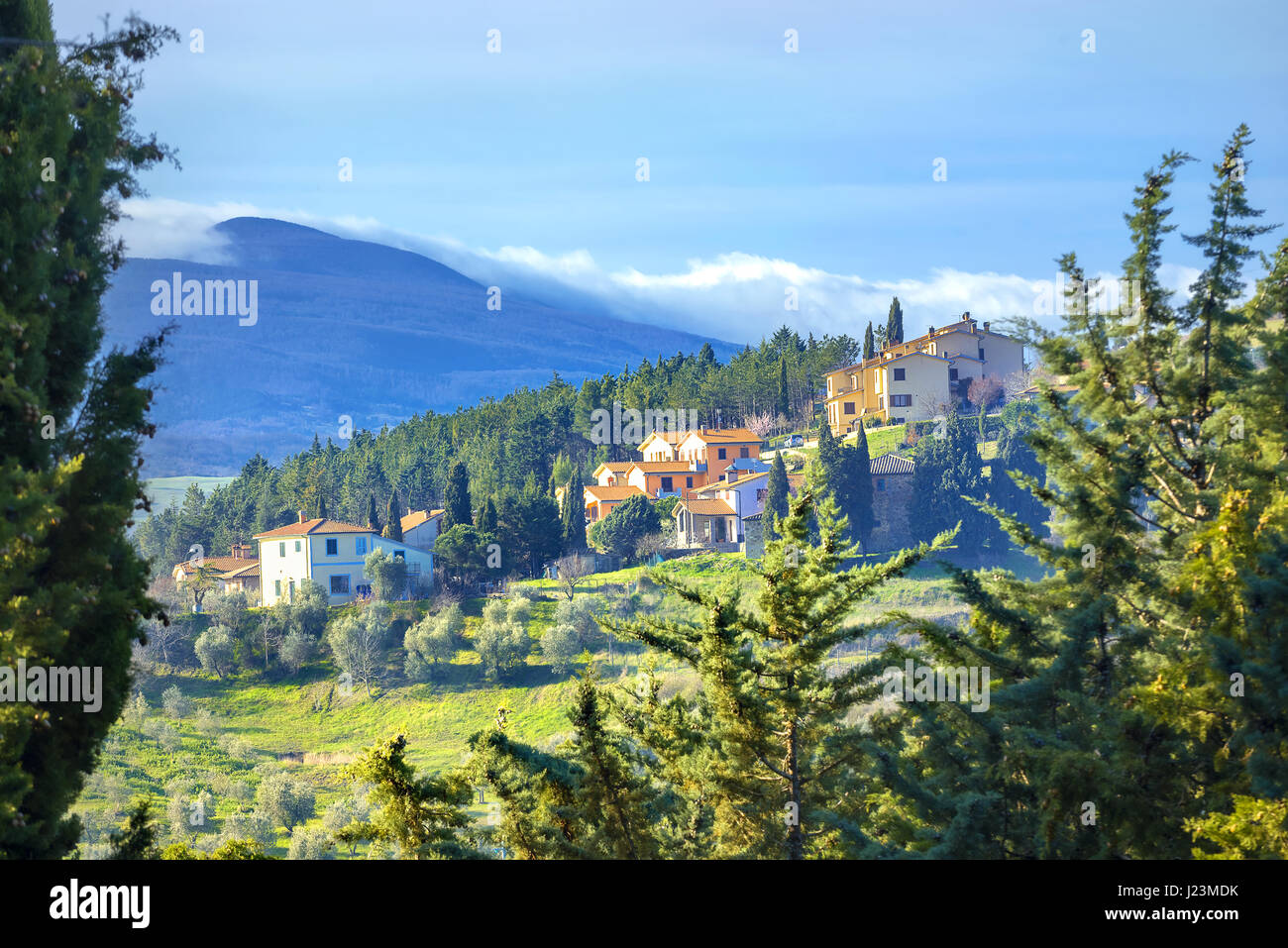 Rocca D´Orcia Landschaft. Val d ' Orcia, Siena Provinz, Toskana, Italien Stockfoto