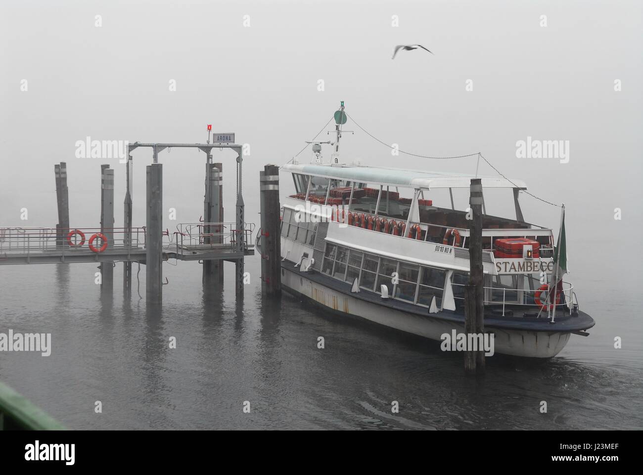 Piemont (Italien), Landeplatz der touristischen Boote für die Schifffahrt auf dem Lago Maggiore Stockfoto