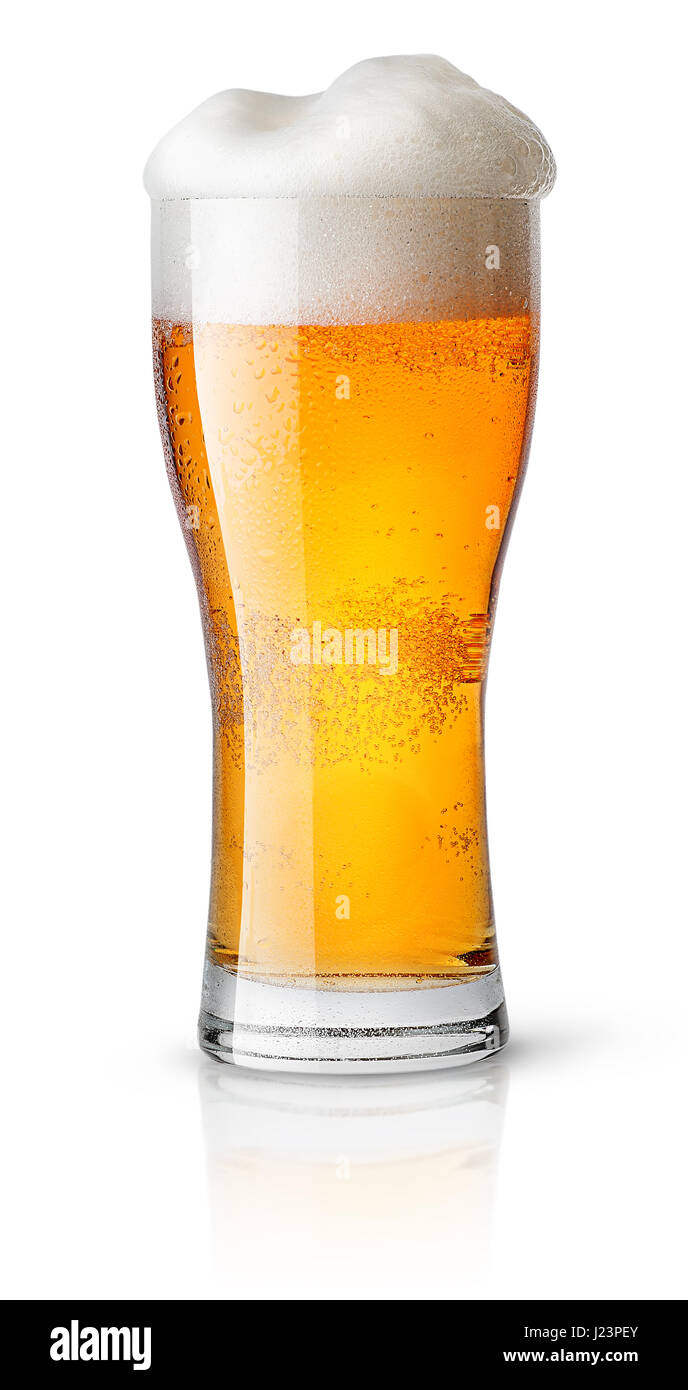 Helles Bier in verschwitzten Glas Stockfoto