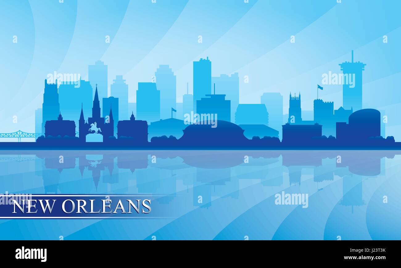 New Orleans Stadt Skyline Silhouette Hintergrund, Vektor-illustration Stock Vektor