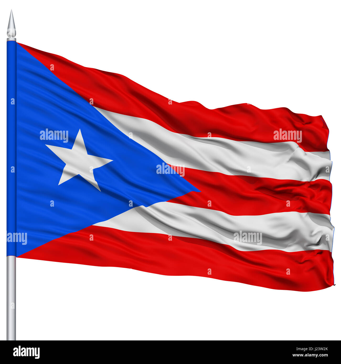 Isolierte Puerto Rico Flagge am Fahnenmast, USA-Staat Stockfoto