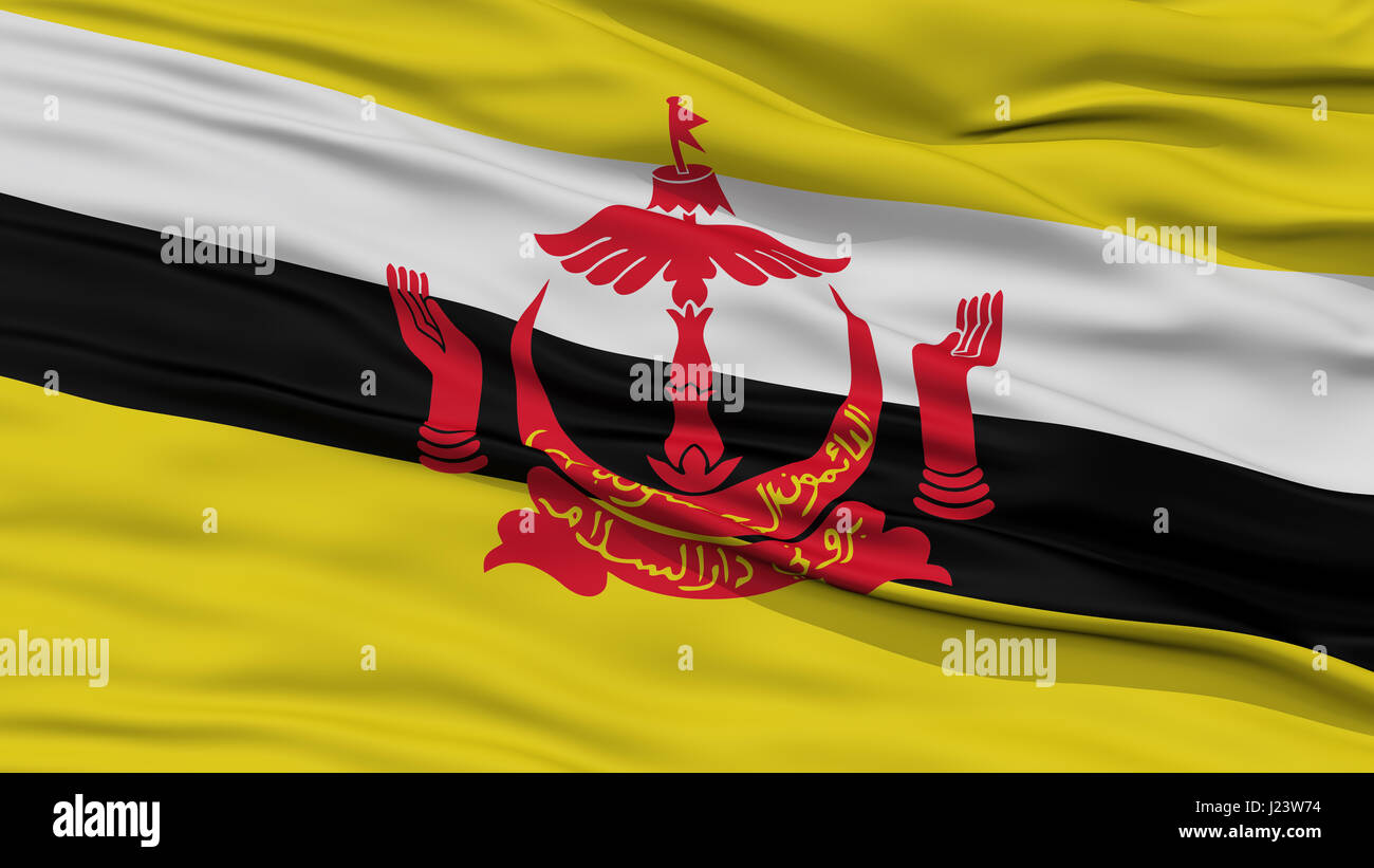 Closeup Bandar Seri Begawan Stadt Flagge, Brunei Stockfoto