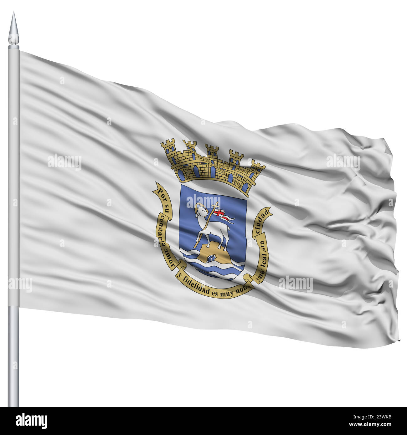 San Juan Stadt Flagge am Fahnenmast Stockfoto