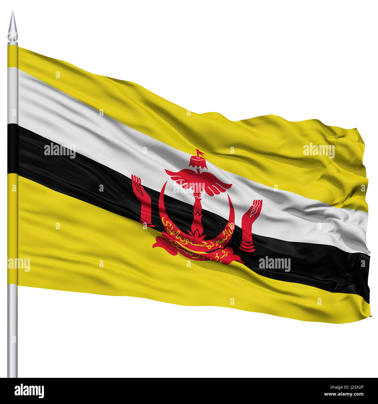 Brunei Fahne am Fahnenmast Stockfoto