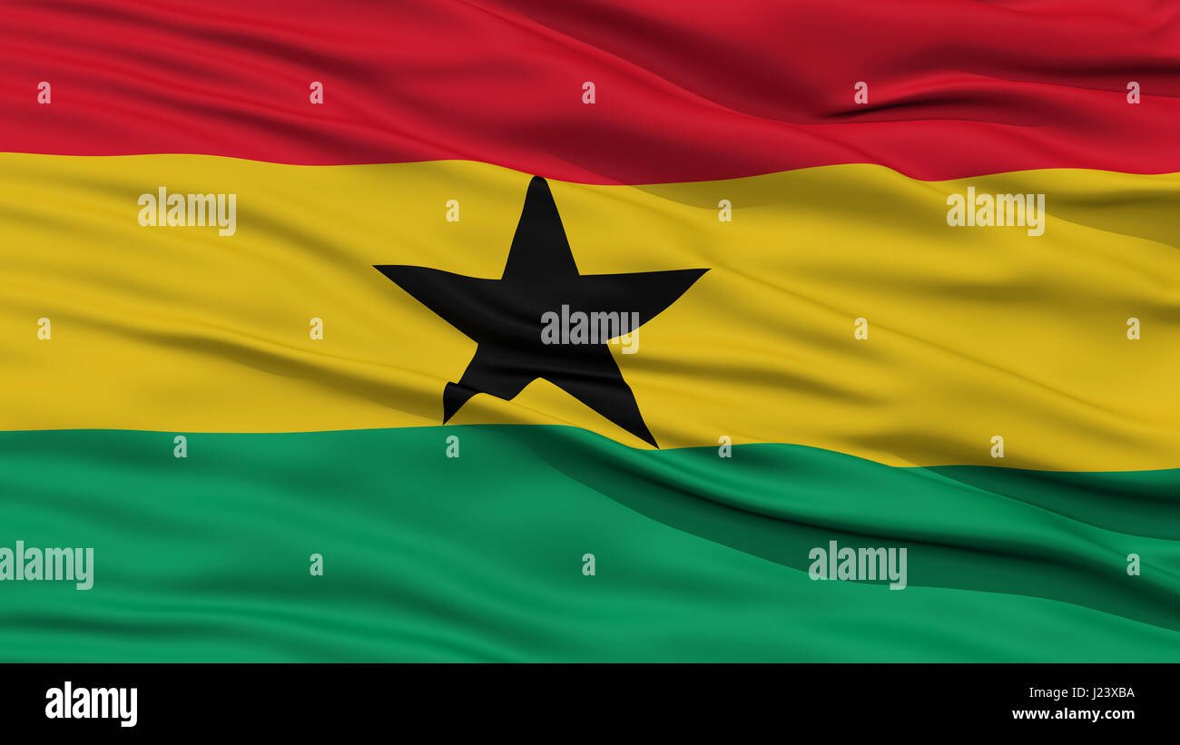 Closeup Ghana Flagge Stockfoto