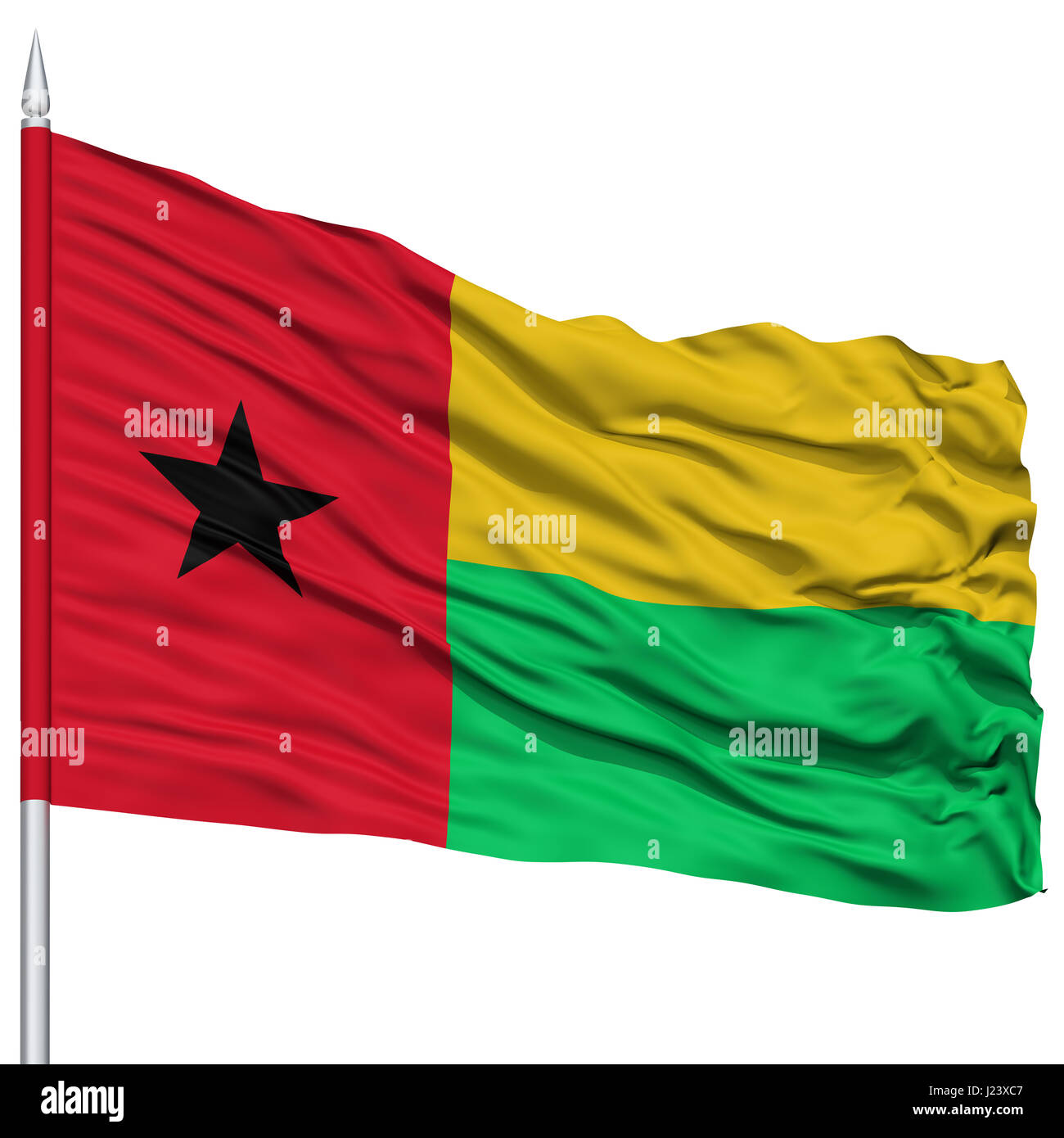 Guinea Bissau Flagge am Fahnenmast Stockfoto