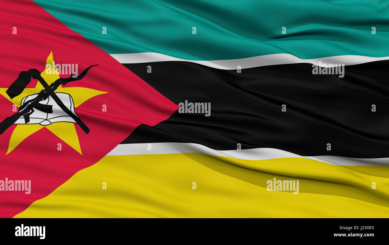 Closeup Mosambik Flagge Stockfoto