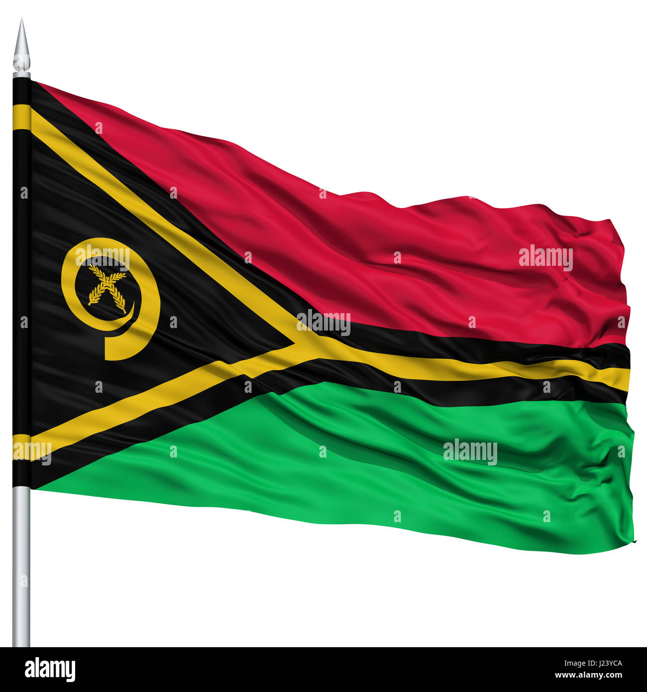 Vanuatu-Flagge am Fahnenmast Stockfoto