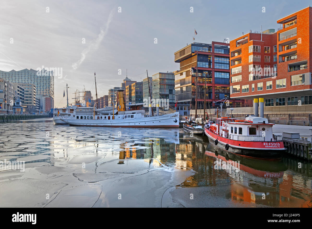 Traditionellen Hafen am Sandtor Hafen, Sandtor wharf Hafencity, Hamburg, Deutschland, Europa Stockfoto