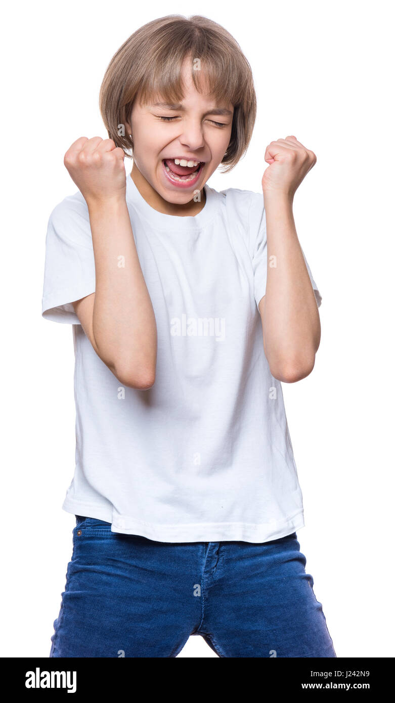 Kleines Mädchen in weißen t-shirt Stockfoto