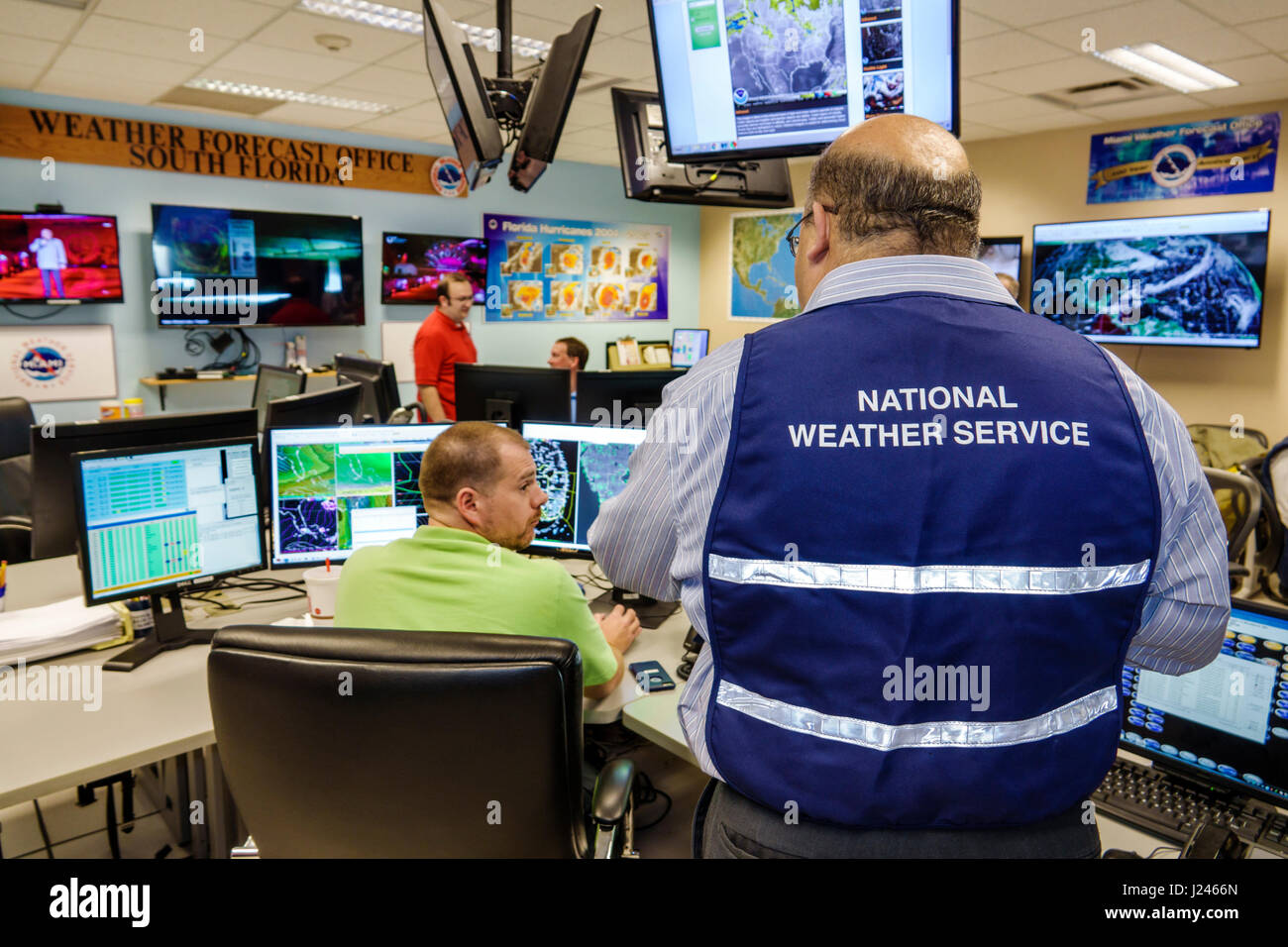 Miami Florida, National Hurrian Center, NHC, NOAA, nationaler Wetterdienst, offenes Haus, innen, Vorhersage, South Florida Prognosebüro, Meteorolog Stockfoto