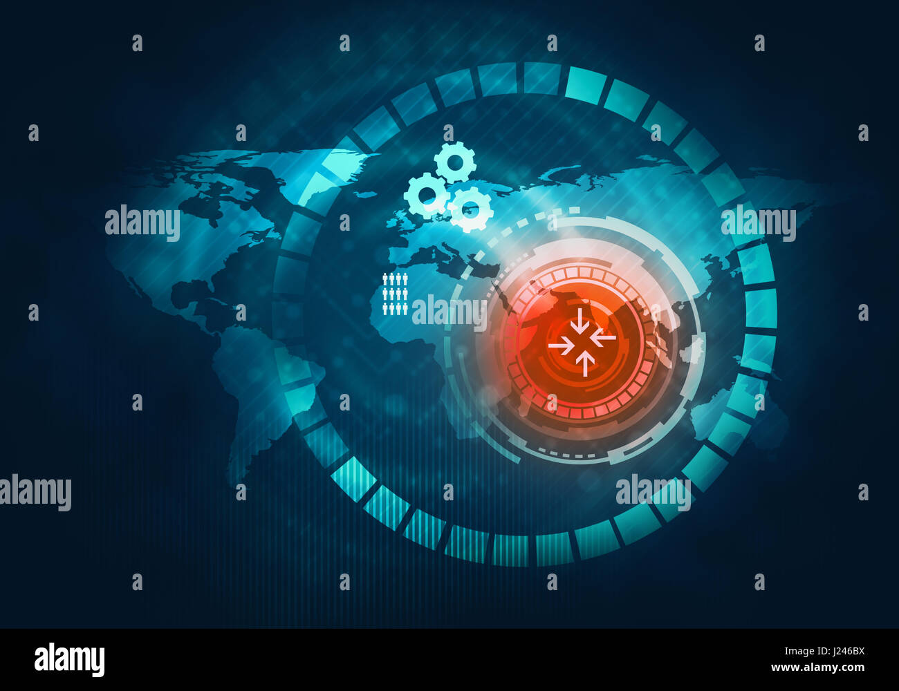 Abstrakte Zukunft Konzept Business Technologie futuristischen blau virtuelle grafische Benutzer Screenschnittstelle HUD Stockfoto