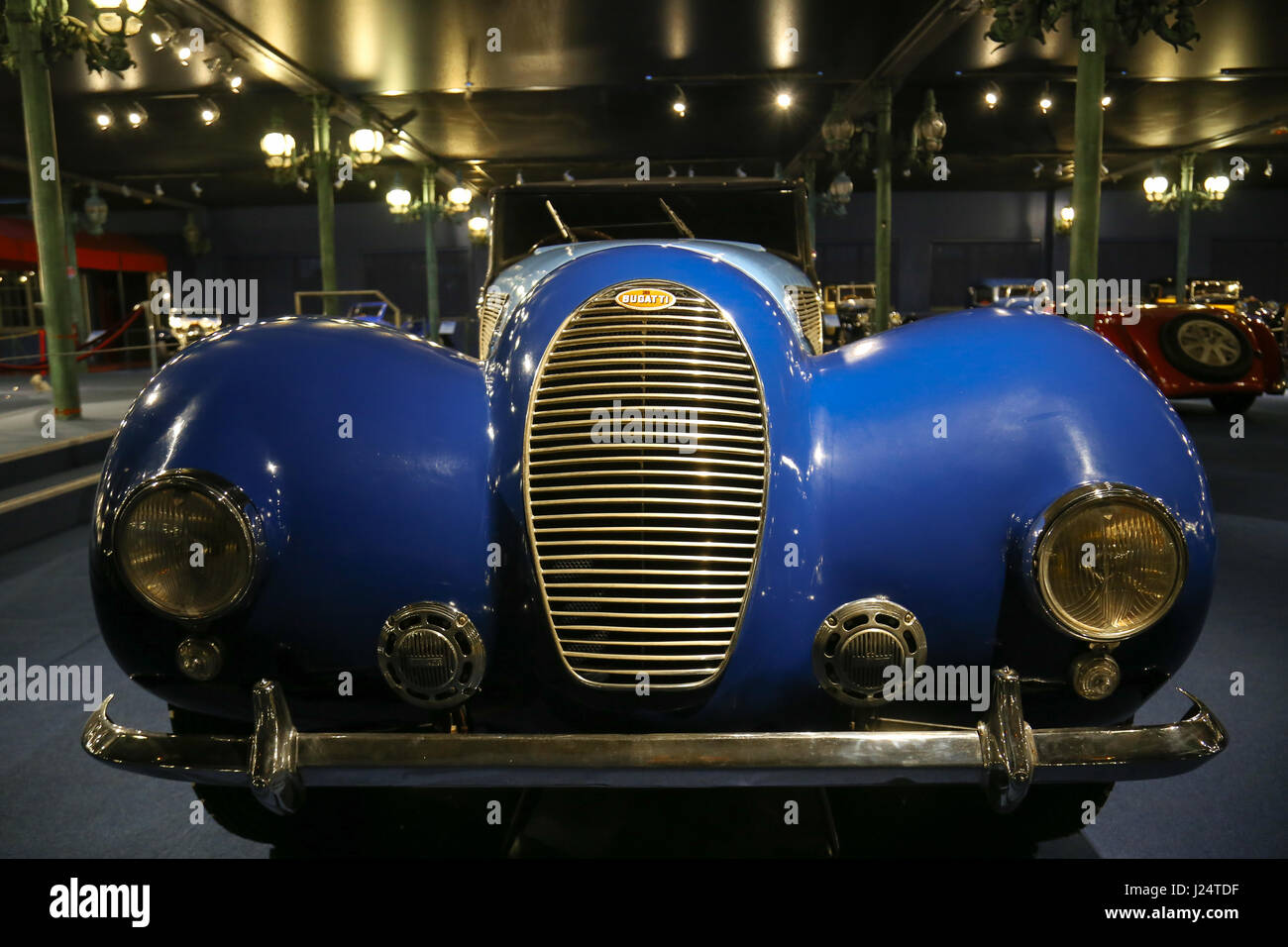 Bugatti Typ 50 Vorderansicht in Mulhause Cite Museum, Frankreich Stockfoto