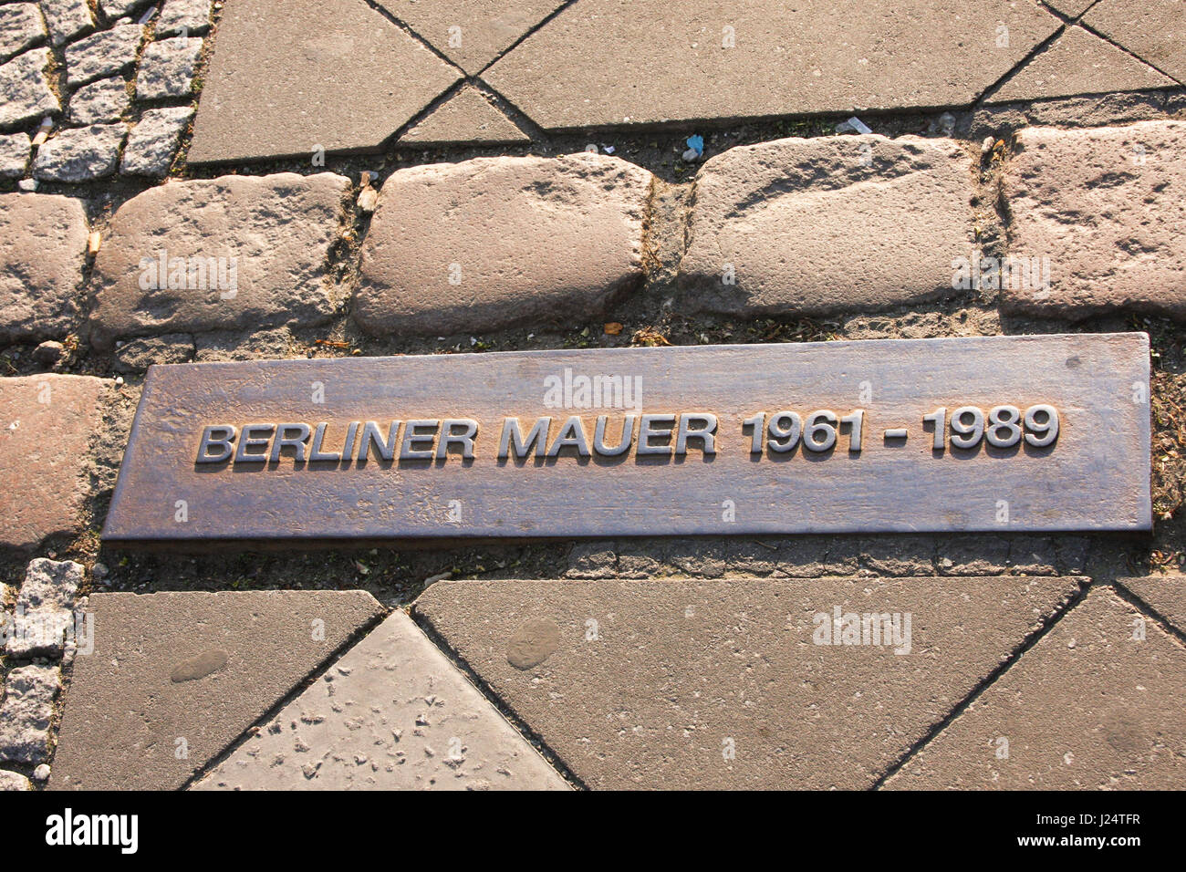 Ein Ort, wo die Berliner Mauer vor 1989 war Stockfoto