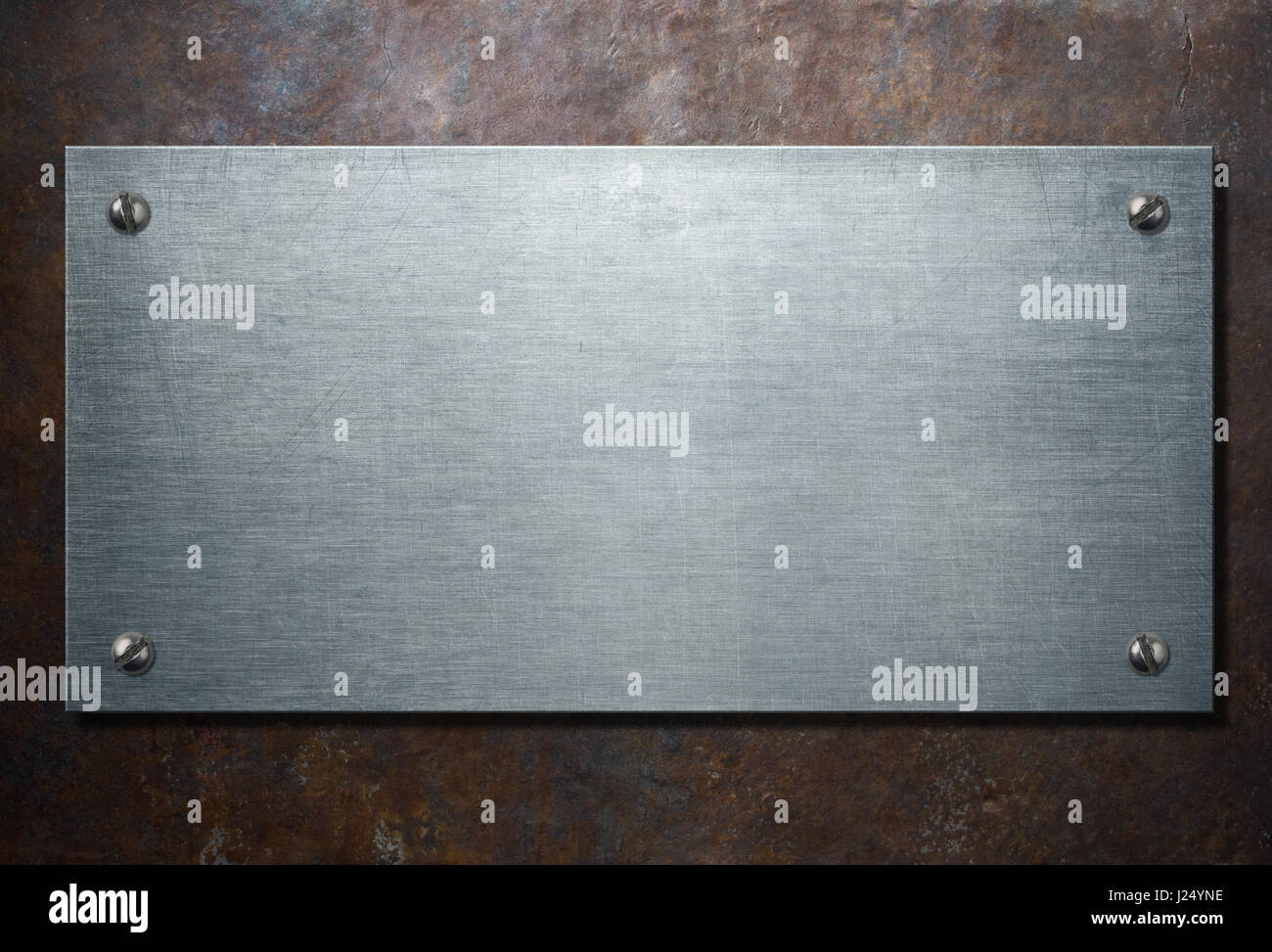 Metallplakette auf rustikalen Hintergrund 3d illustration Stockfoto