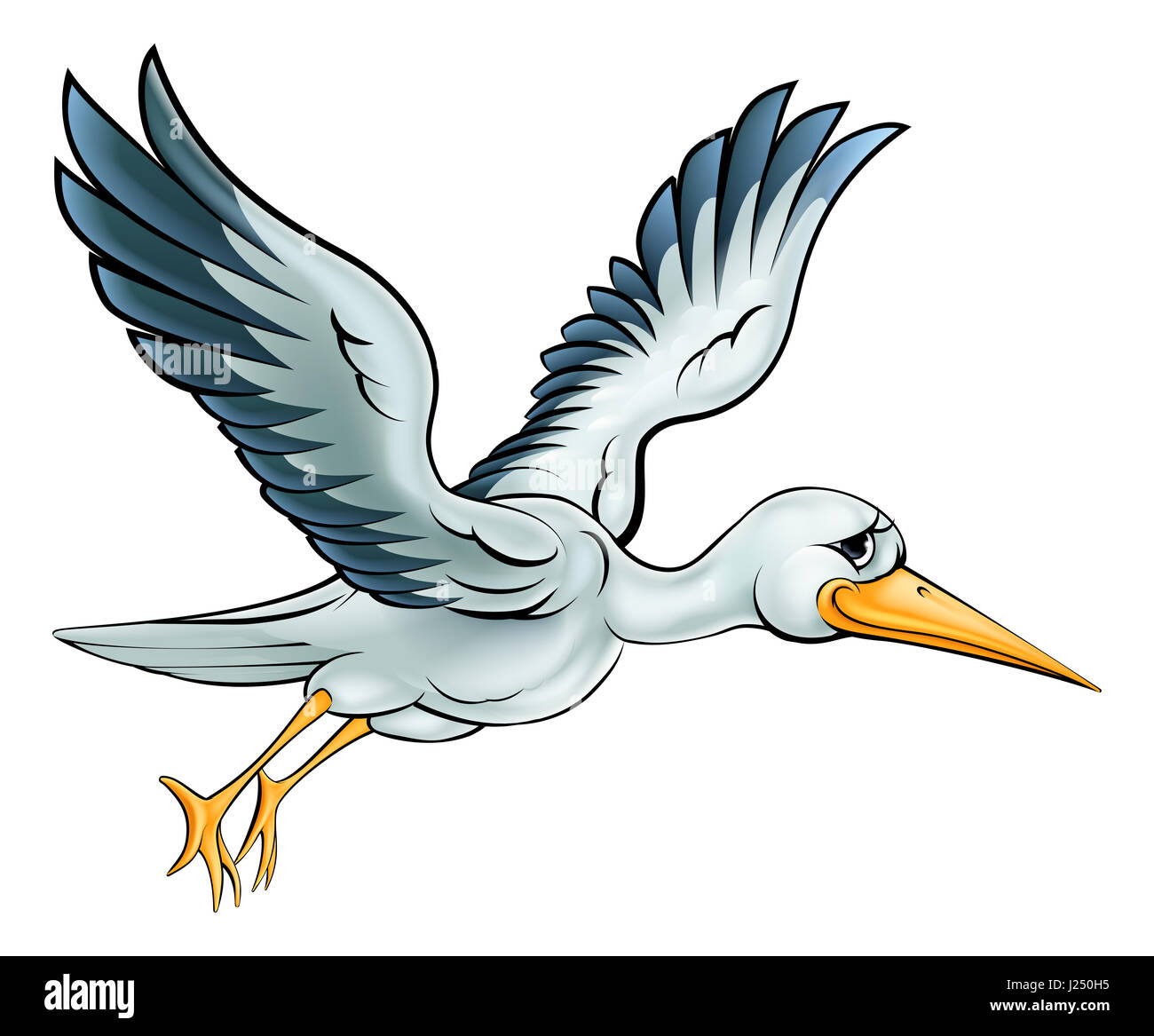 Cartoon Storch Vogel Tier Charakter fliegen Stockfoto
