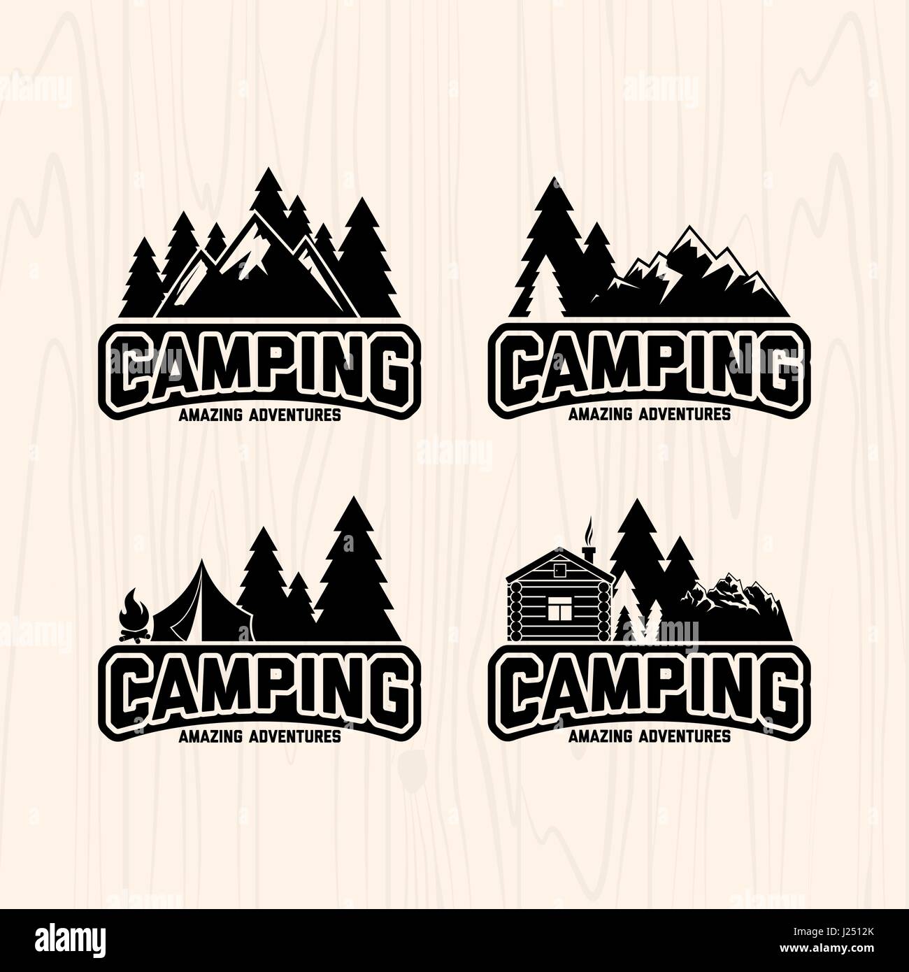 Satz von Logos für camping Stock Vektor