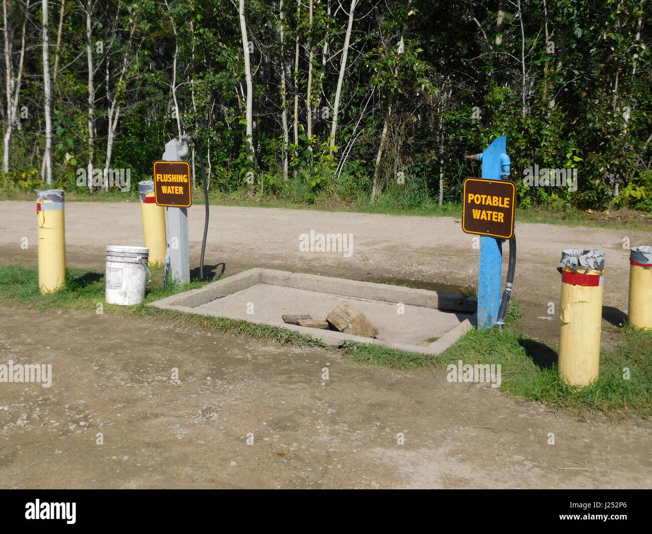 Dumping und Wasserstation auf einem Campingplatz. Stockfoto