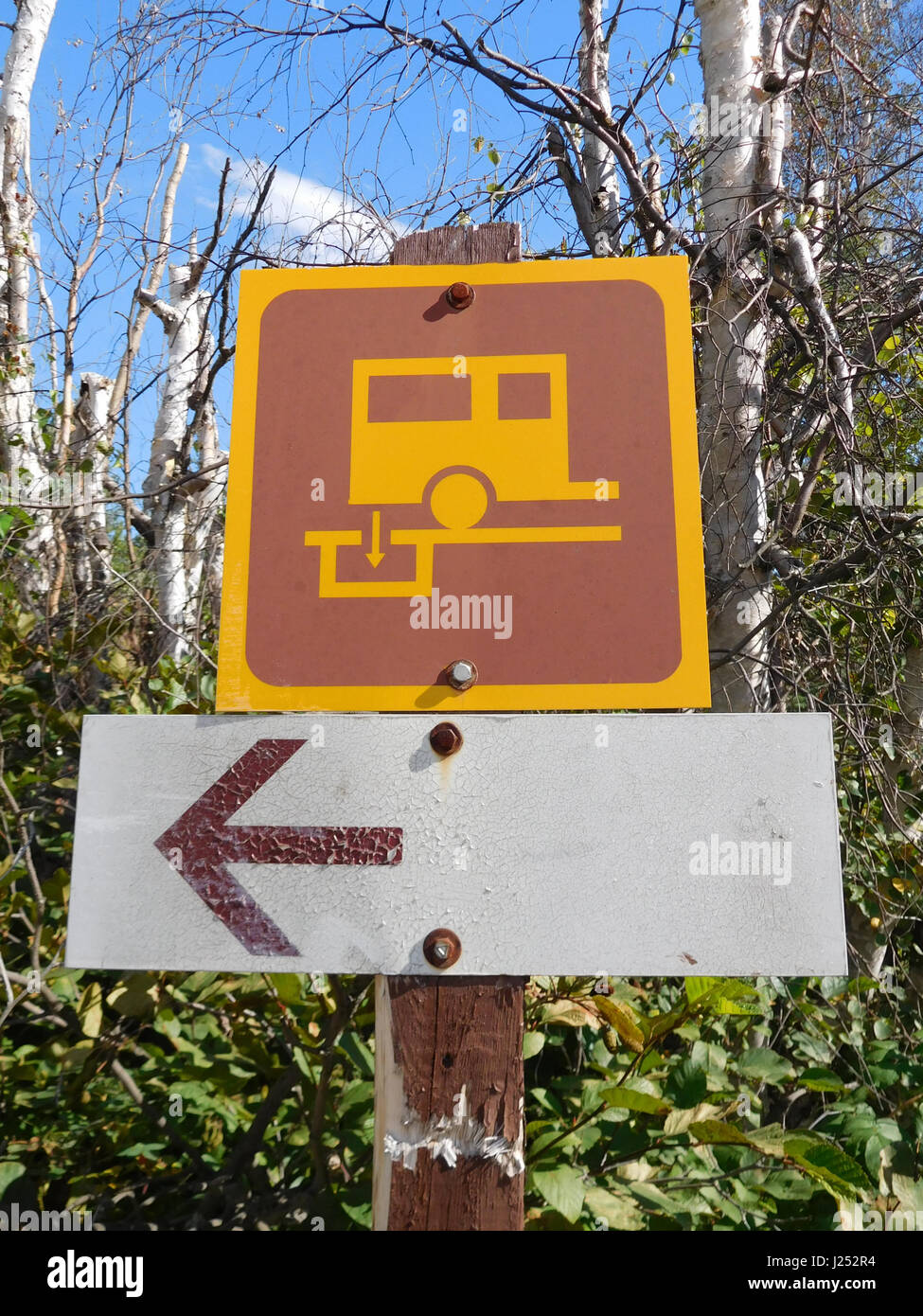 Sani-Dump Station Wegweiser. Stockfoto