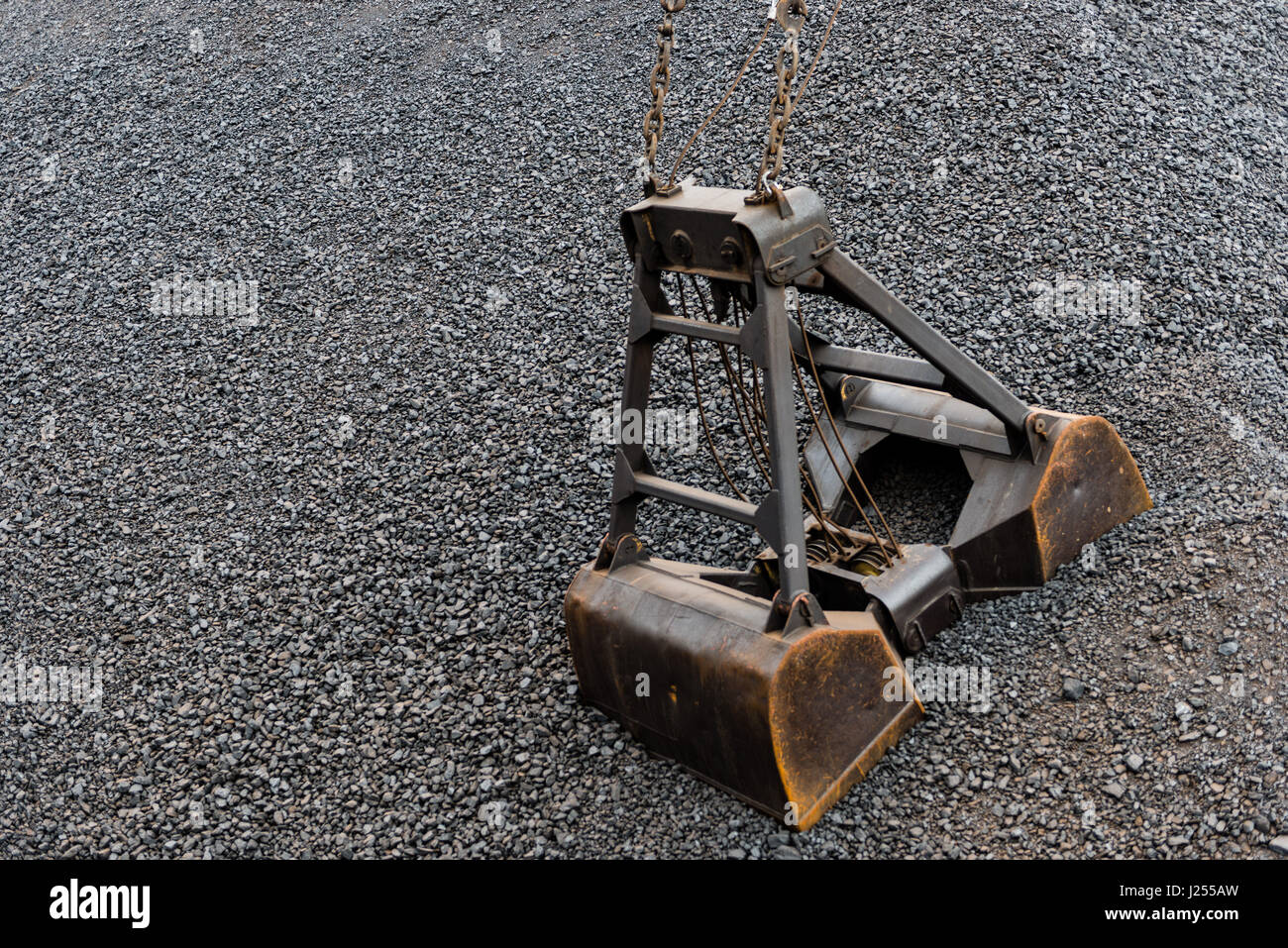 Kohle und Kohle Kranschaufel. Stockfoto