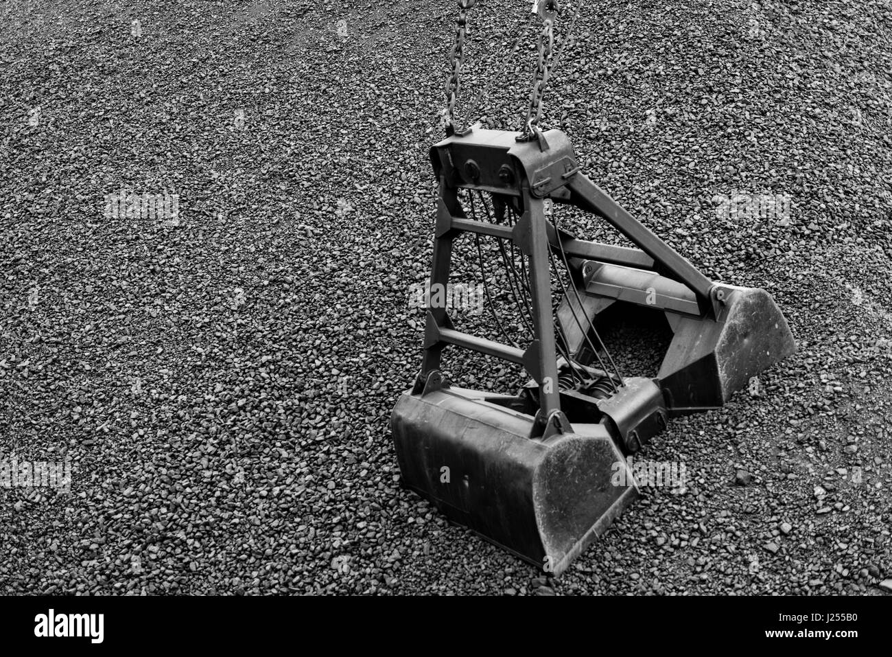 Kohle und Kohle Kranschaufel. Stockfoto